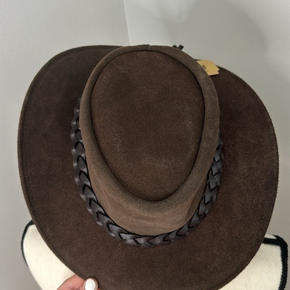 Oztrala Men’s Dark Brown Premium Leather Collection Suede Hat Sz M/L (NWT) - Picture 7 of 10